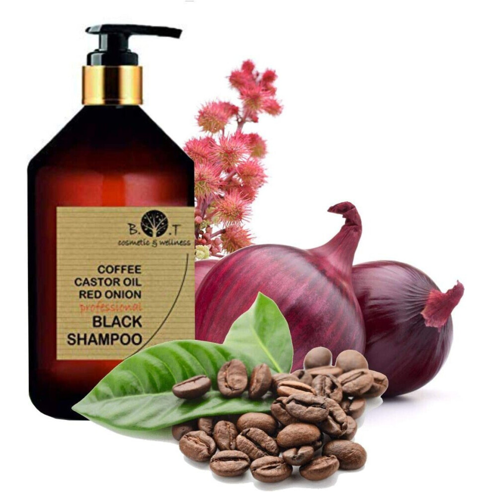 POWERFUL HAIR GROWTH SHAMPOO Coffee Castor Oil and Red Onion extract Black Shampoo Anti Pollution Hair Growth (250 ml I 8.8 Fl.oz)