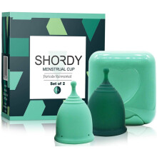 Shordy Menstrual Cups, Set of 2 with Mini Box, Period Cup Made with Medical Grade Silicone, Feminine Hygiene and Safe, Better Alternative to Sanitary