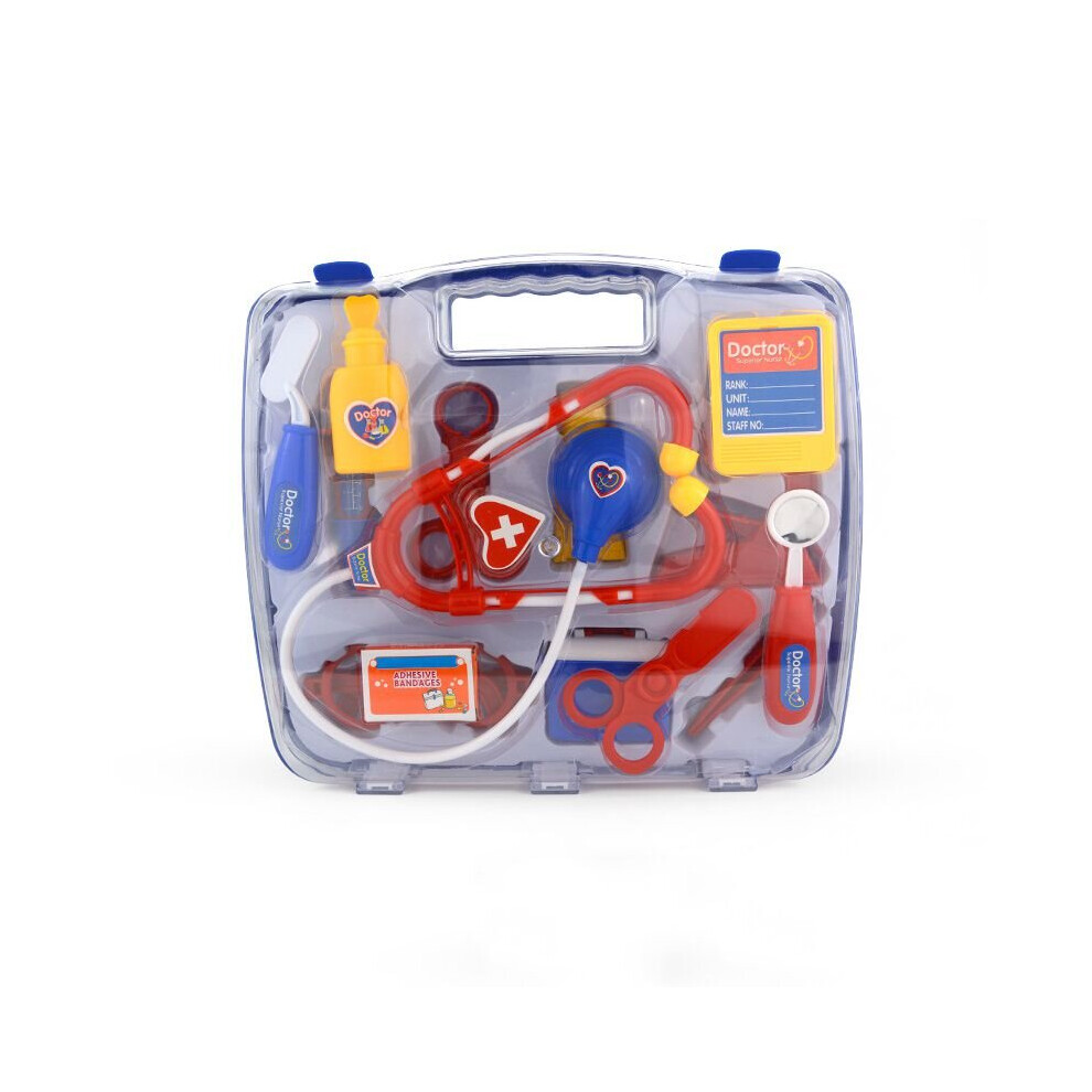 (Blue) Kids Medical Toy Role Hard Case 15Pcs/Set Doctor/ Nurse Tool Set Pretend Play Blue