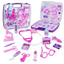(pink) Kids Childrens Role Play Doctor Nurses Toy Medical Set Kit Gift Hard Carry Case