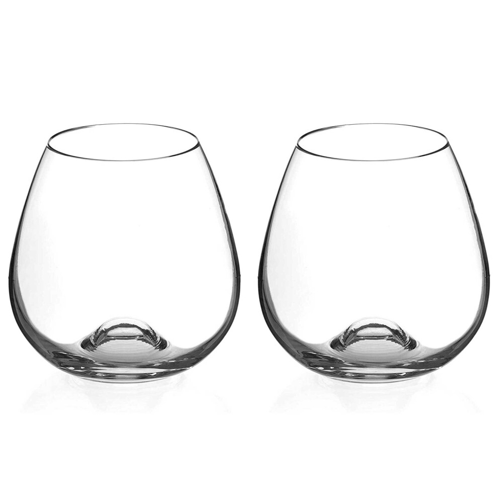 DIAMANTE Stemless Wine Glasses Pair Ã¢AurisÃ¢ Ã¢ Undecorated Crystal Wine Glasses with no stem, stemless Gin Glasses Ã¢ Box of 2