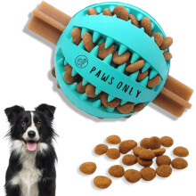 PawsOnlyUK Treat Dispenser Dog Toy Ball | Interactive Dog Toys for Boredom | Dog Puzzle Toy | Teeth Cleaning (7 CM, BLUE)