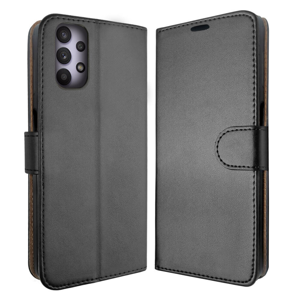(Black) For Samsung A22 5G Wallet Case PU Leather Wallet Flip Phone Case