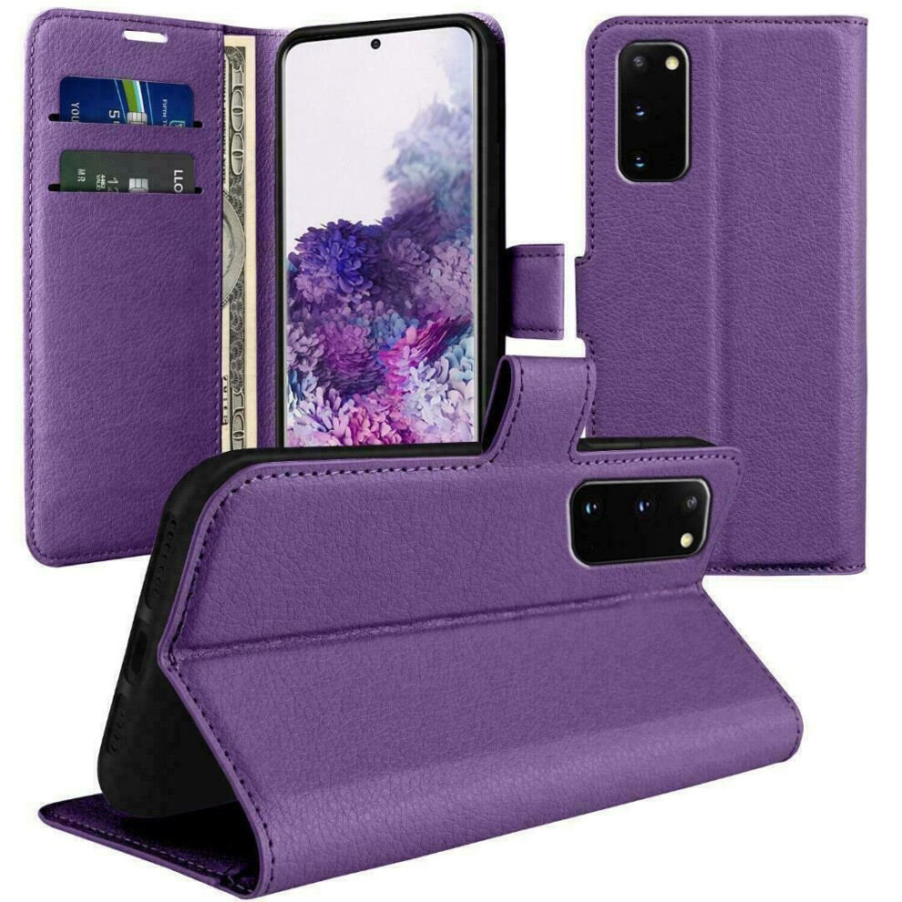 (Purple) For Samsung S21 5G Wallet Case PU Leather Wallet Flip Phone Case