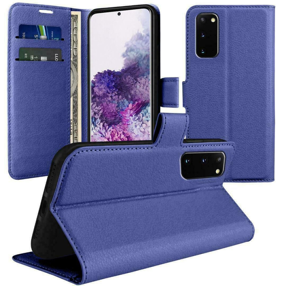 (Blue) For Samsung A20e Wallet Case PU Leather Wallet Flip Phone Case