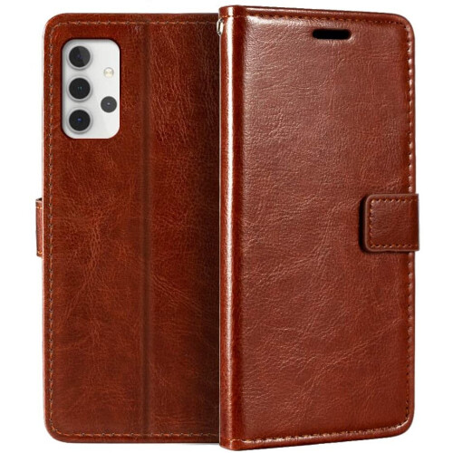 (Brown) For Samsung A20e Wallet Case PU Leather Wallet Flip Phone Case