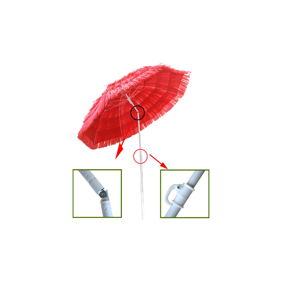 (Red) Greenbay Hawaiian Parasol Beach Parasol Patio Garden Umbrella Sun Shade Tilting