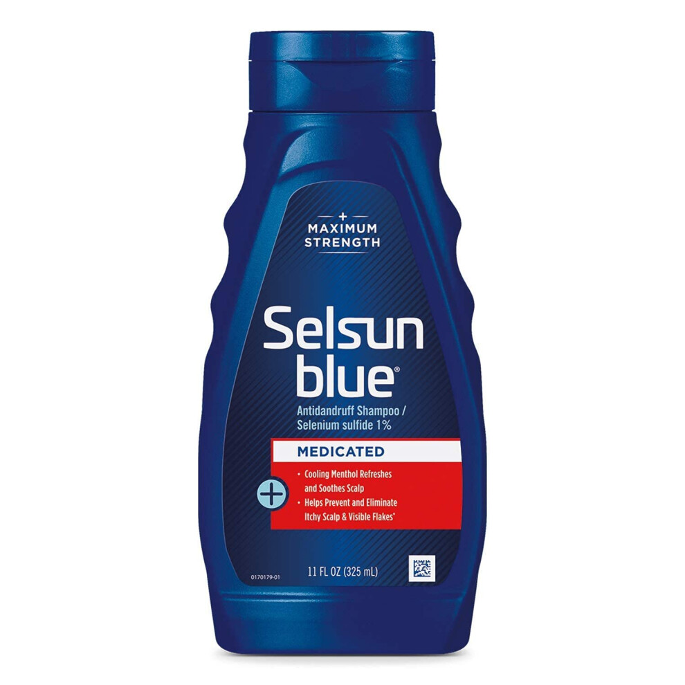 Selsun Blue Medicated Shampoo 11 oz - Dandruff & Seborrheic Dermatitis Relief (Selenium Sulfide 1%)
