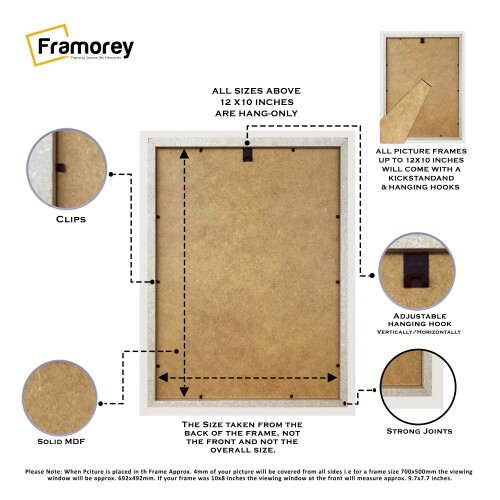 (A2 Pic (A1 Frame)) White Wooden Effect Picture Frame, Step Style Photo Frames, Wall Hanging Frames, Home Décor Frame With White Mount 2