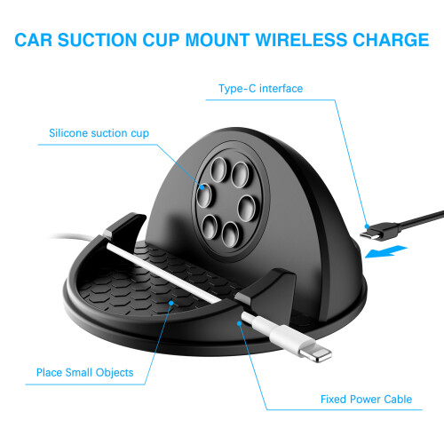 Wireless Car Charger, 15W Fast Charging Phone Holder Mount Dashboard 2