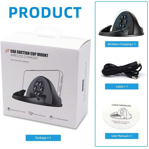 Wireless Car Charger, 15W Fast Charging Phone Holder Mount Dashboard 1