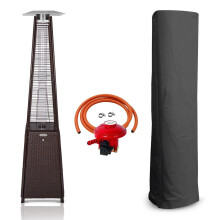 (Brown) Outdoor Patio Gas Heater Rattan Pyramid Style