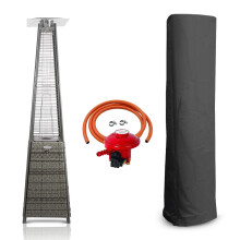 (Grey) Outdoor Patio Gas Heater Rattan Pyramid Style