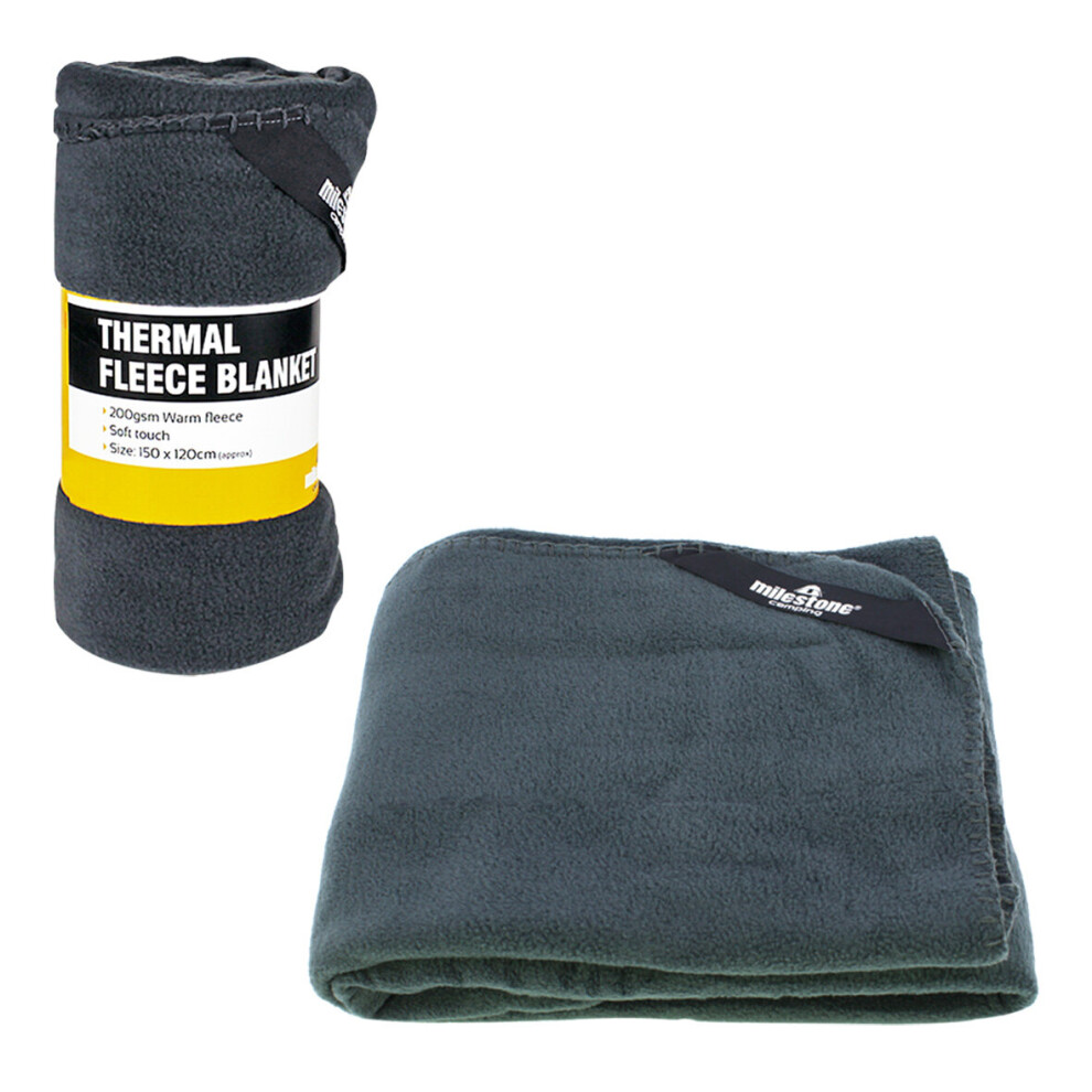 Milestone Camping 24680 Thermal Polar Fleece Blanket / Charcoal Colour / 150cm x 120cm / Great For The Campsite, Caravan Or Car