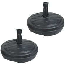 (Black, 2) Parasol Umbrella Base Stand Sand Water Plastic Pole Garden Beach Patio Sun Shade