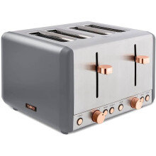 Tower Cavaletto 1800W 4 Slice Stainless Steel Toaster - Grey/Rose Gold
