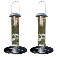 Aluminium Bird Seed Feeder with Seed Catcher Tray (Set of 2)