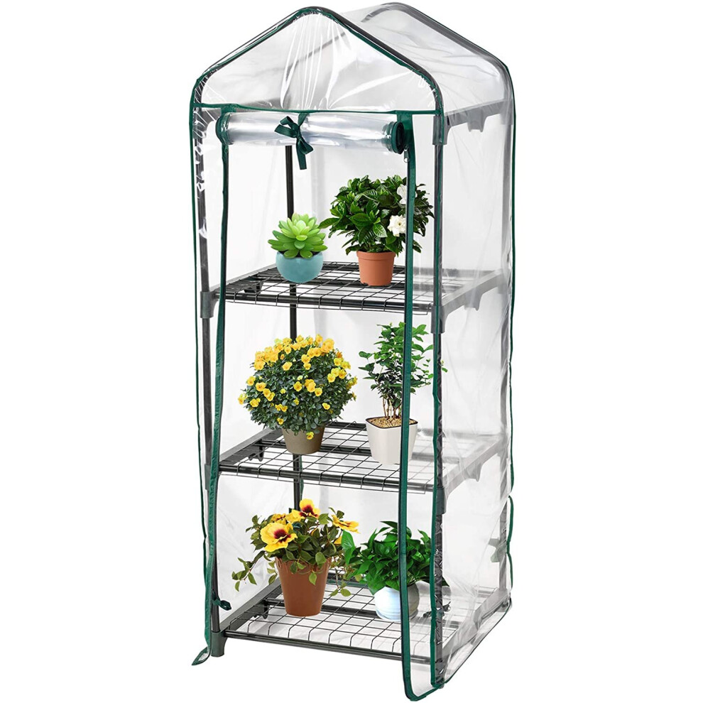 DAWOO Mini Greenhouse, Small Plant Greenhouses, Portable Garden Green House for Outdoor & Indoor, 51cm(L) x 45cm(W) x 130cm(H) (3-Tier)