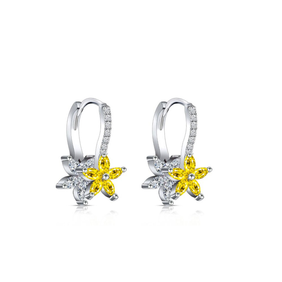 (Yellow) Flower Small Hooped Earrings