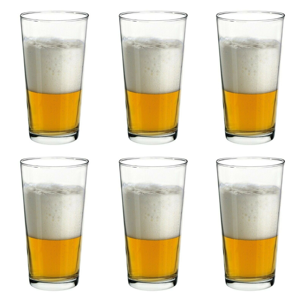 (6 Glasses, 590ml Pint Glass) 6/12 Bormioli Rocco Clear Drinking Tumblers Modern