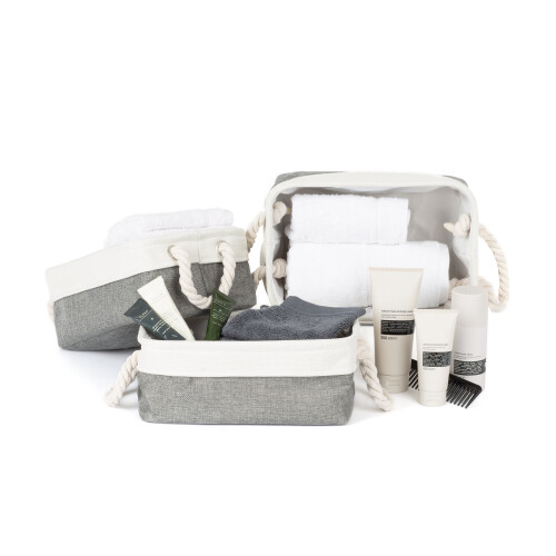 LIVIVO (3PCS MEDIUM ) LIVIVO Large Canvas Storage Baskets Fabric Cotton Rope Handle Box Cube Cloth Foldable