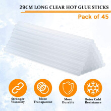 Extra Long Glue Sticks for Glue Gun 29cm Long, high Quality Clear hot Glue Sticks 12mm x 290mm, hot melt Glue Sticks Pack of 45