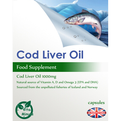 Cod Liver Oil 1000mg - 30 Capsules - Memory, Brain, Heart, Vision, UK 2