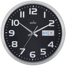 Acctim Supervisor Wall Clock Black Day & Date 21023