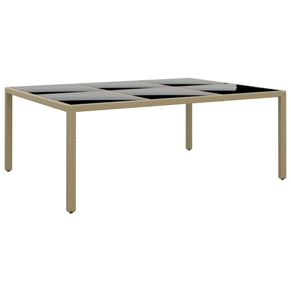 vidaXL Garden Table 200x150 cm Tempered Glass and Poly Rattan Beige Table