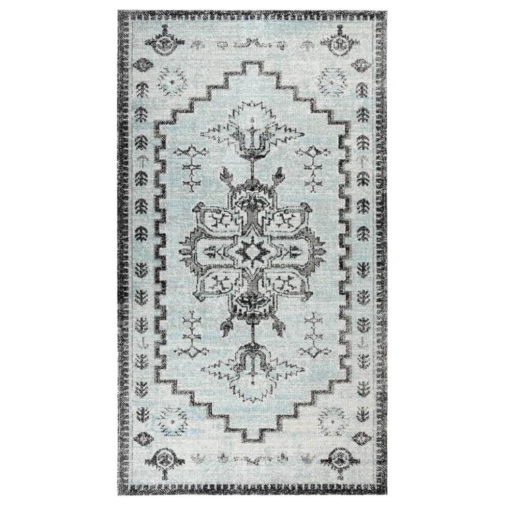 vidaXL Outdoor Rug Flatweave 115x170 cm Green and Grey Patio Terrace Blanket