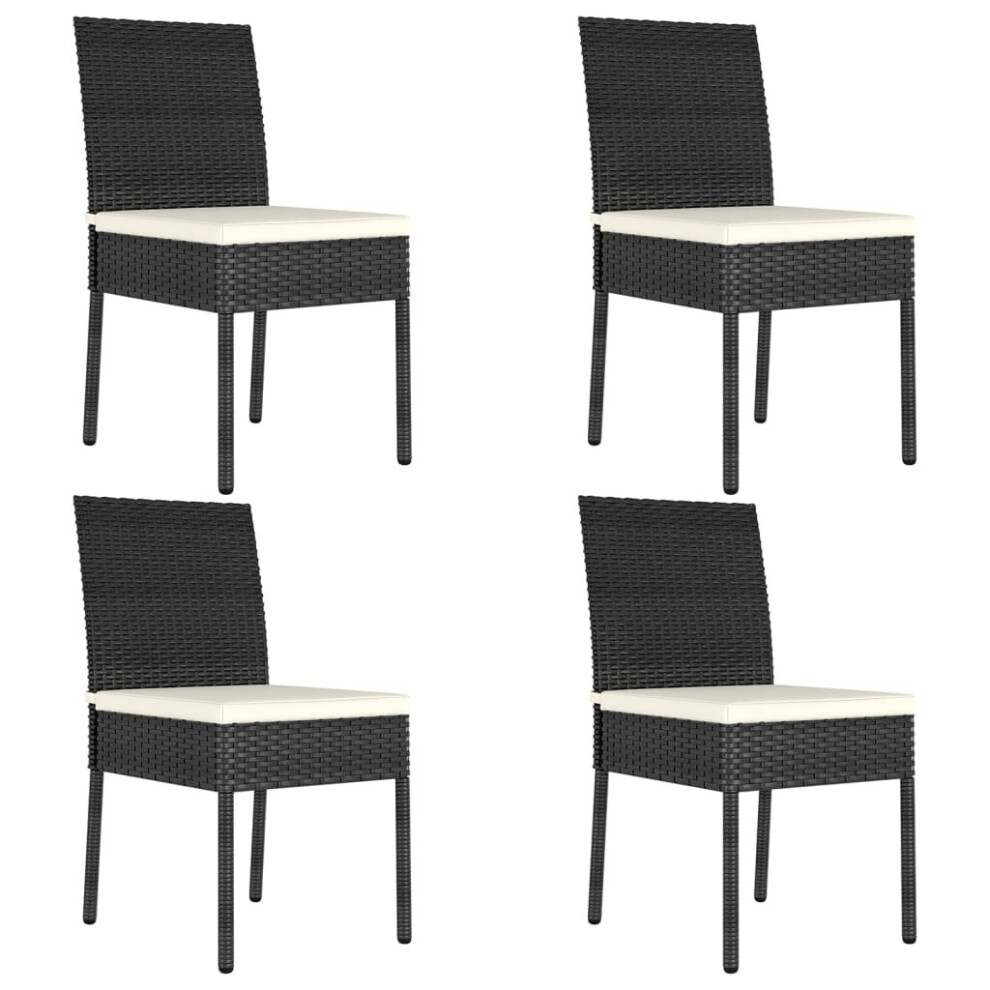 vidaXL 4x Garden Dining Chairs Poly Rattan Black Outdoor Dinner Chair Seat