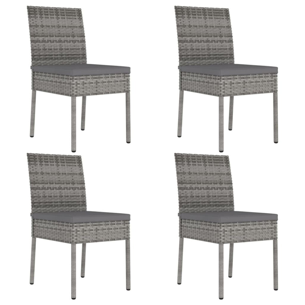 vidaXL 4x Garden Dining Chairs Poly Rattan Grey Outdoor Dinner Chair Seat