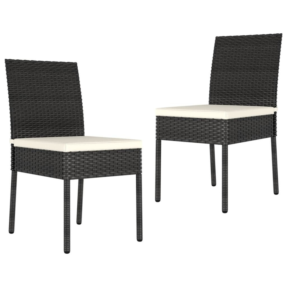 vidaXL 2x Garden Dining Chairs Poly Rattan Black Outdoor Dinner Chair Seat