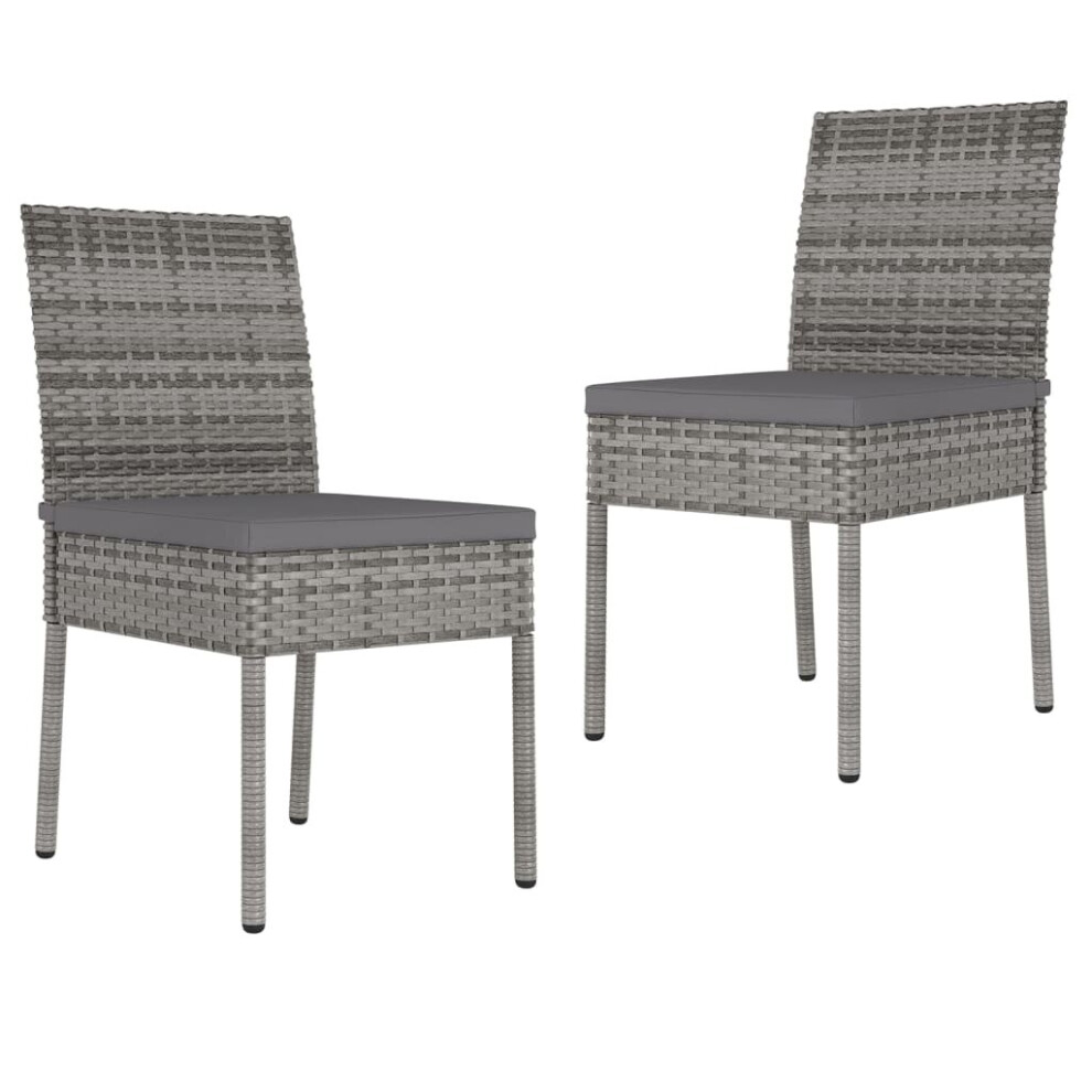 vidaXL 2x Garden Dining Chairs Poly Rattan Grey Outdoor Dinner Chair Seat