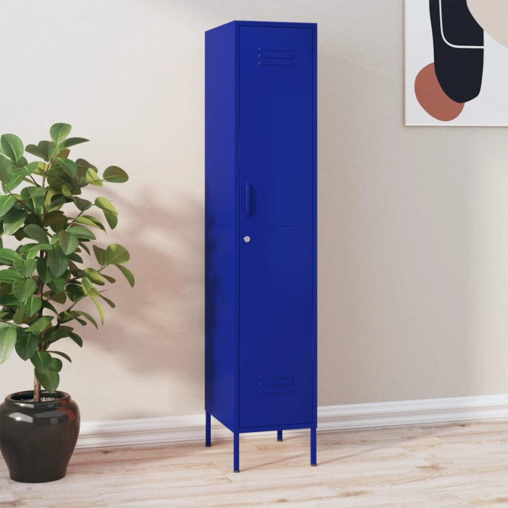 Vidaxl Locker Cabinet Navy Blue Steel Storage Office Home Cabinet Organiser