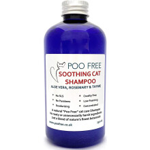 POO FREE Natural SOOTHING SHAMPOO FOR CATS - ALOE VERA, THYME & ROSEMARY - 250ml No Sulfates, No Parabens, No Silicones. Soothes, Relieves Itchiness,