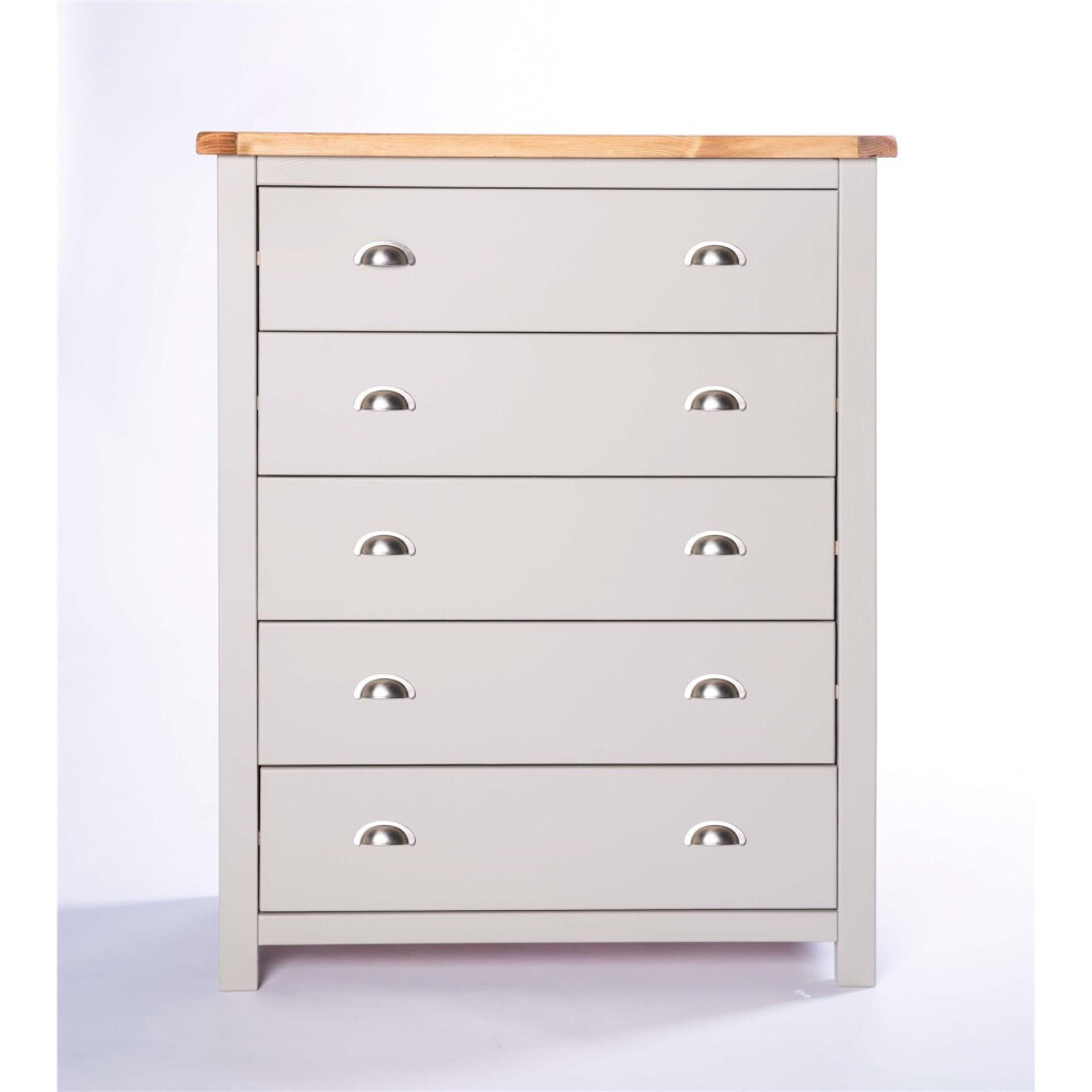 Chest of Drawers 5 Drawer Light Grey Bedroom Furniture Storage Wood Unit
