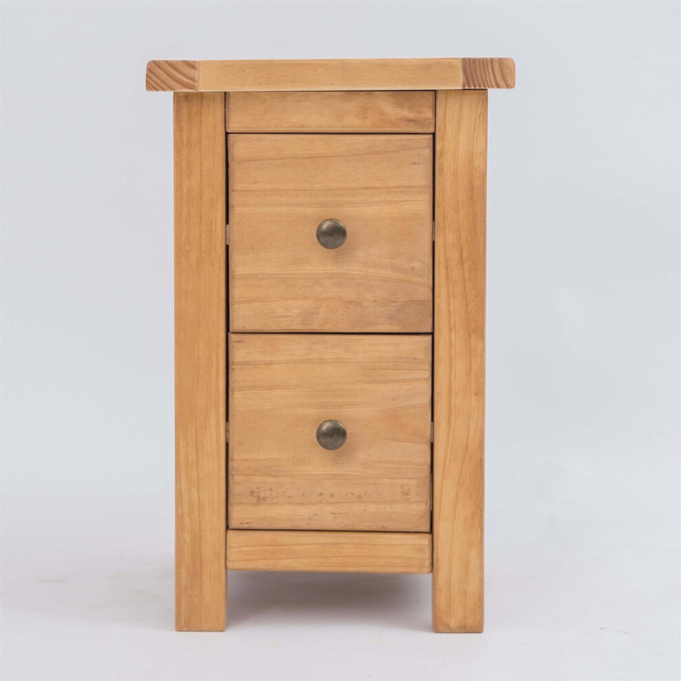 Bedside Table 2 Drawer Dark Oak Petite Cabinet Bedroom Furniture Nightstand