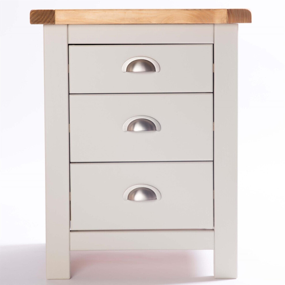 Bedside Table 3 Drawer Light Grey Cabinet Bedroom Furniture Storage