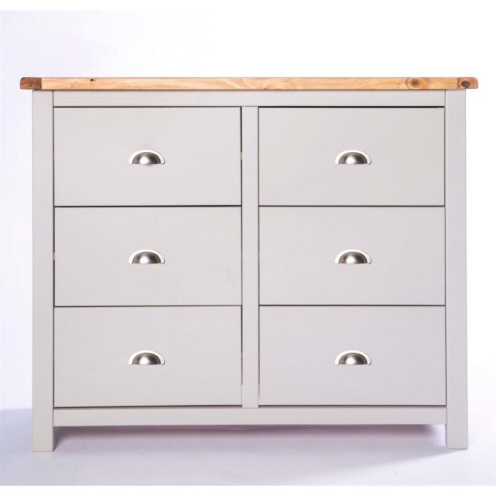 Chest of Drawers 3+3 Drawer Light Grey Bedroom Furniture Storage Unit