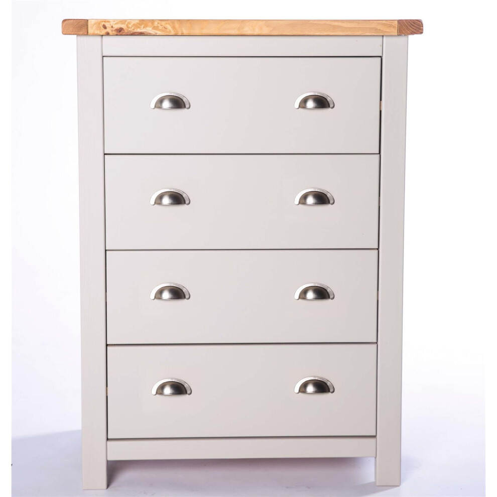 Chest of Drawers 4 Drawer Light Grey Petite Bedroom Furniture Storage