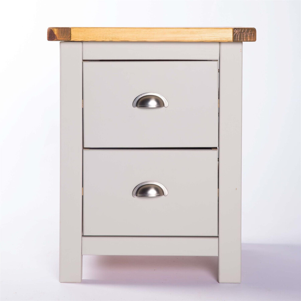 Bedside Table 2 Drawer Light Grey Cabinet Bedroom Furniture Nightstand