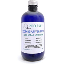 POO FREE Natural SOOTHING PUPPY SHAMPOO - ALOE VERA & LAVENDER - 250ml No Sulfates, No Parabens, No Silicones. Cleans, Soothes, Relieves Itchiness,