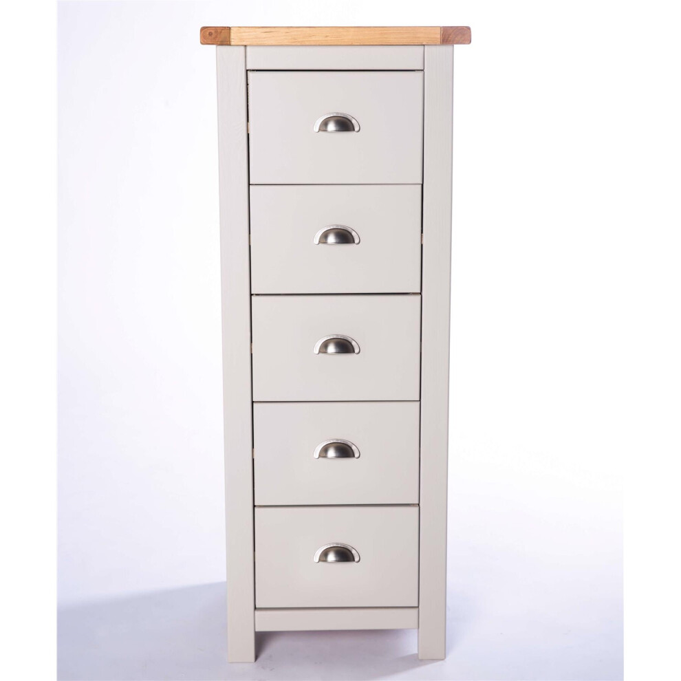 Chest of Drawers 5 Drawer Narrow Light Grey Bedroom Furniture Storage