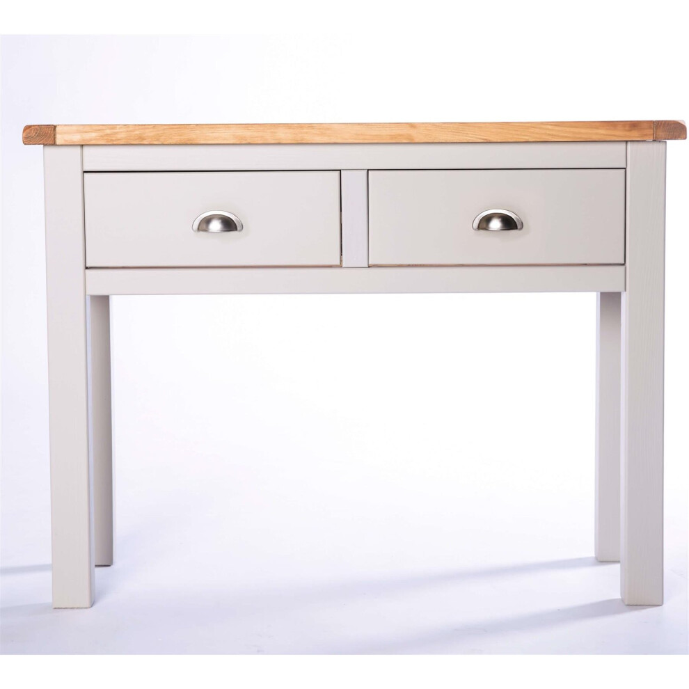 Console Table 2 Drawer Light Grey Hallway Furniture Storage Organiser Wood Unit