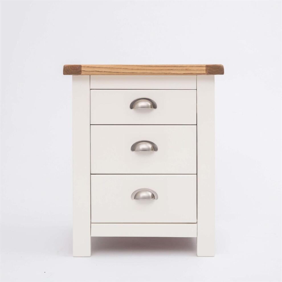 Bedside Cabinet 3 Drawer Off White Bedroom Furniture Wood Organiser Nightstand