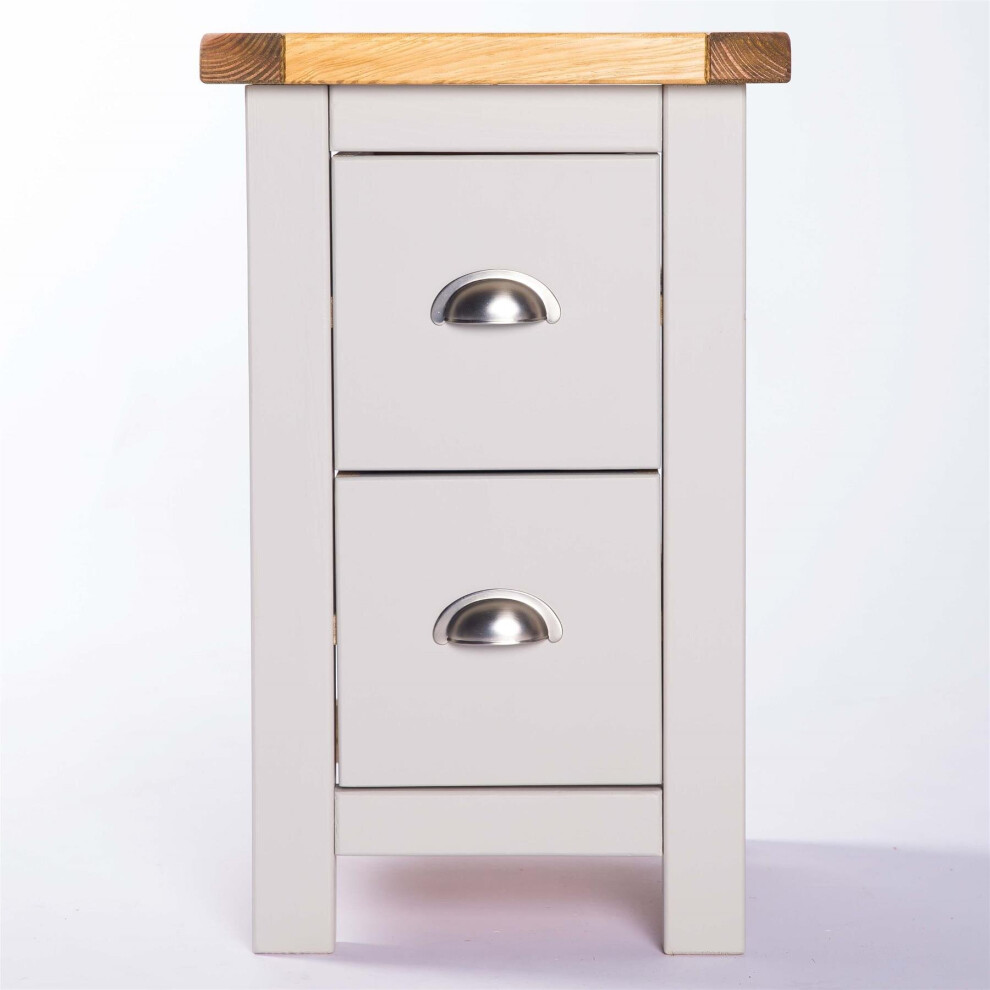 Bedside Table 2 Drawer Petite Light Grey Cabinet Bedroom Furniture Nightstand