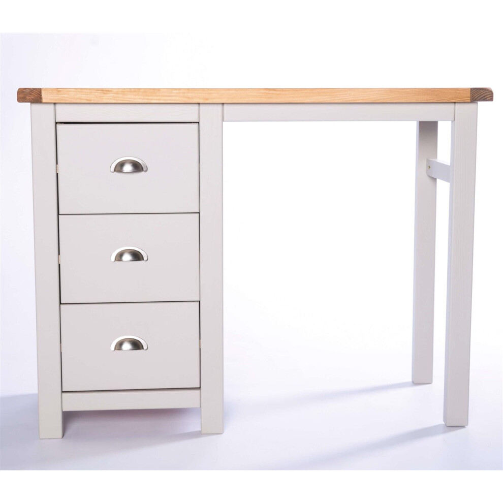 Dressing Table 3 Drawer Light Grey Bedroom Furniture Makeup Desk Wood Organiser