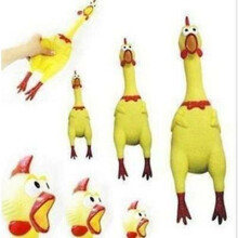 (17CM) Screaming Rubber Yellow Chicken Pet Dog Toy Squeak Squeaker Chew Gift