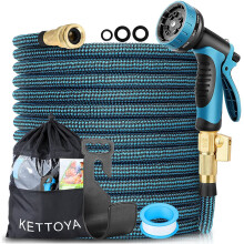 KETTOYA 100FT Expandable Garden Hose, Flexible Water Hose with 10-Pattern Spray Nozzle, Leak-proof Retractable Heavy Duty Hose Pipe, 4-layer Latex